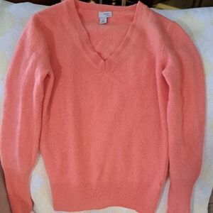 Halogen Coral-Peach V-Neck Sweater